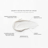 Growth Factor Polypeptide Cream texture: white cream — 8 growth factor peptides, niacinamide, hyaluronic acid, amino acids, phospholipids, vitamin E, geranium oil