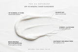 UV Defender SPF 40 texture: white serum — mineral filters, no white cast, vitamin C + glutathione, lightweight, broad-spectrum